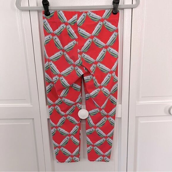 Leland Gal Grapefruit Tug Lattice Hand Painted Textiles, Girls XS Leggings - Picture 2 of 11